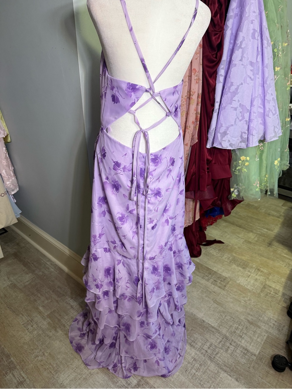 Lilac Floral Ruffle Maxi Dress - Picture 3 of 4